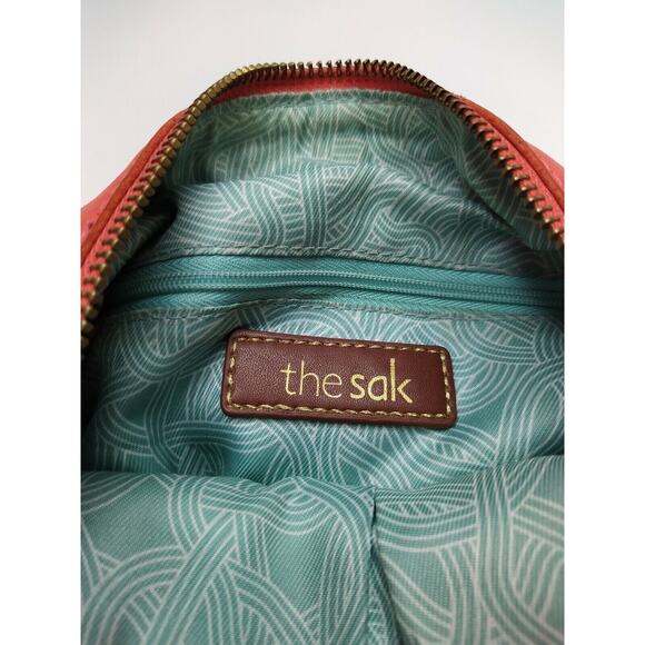 The Sak Orange Pebbles Leather Pocket Zipper Closure Crossbody Bag - Picture 12 of 12